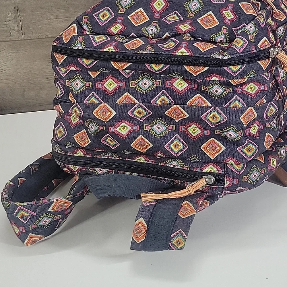Vera Bradley Mini Medallions Backpack with Blue Multicolor Diamond Pattern